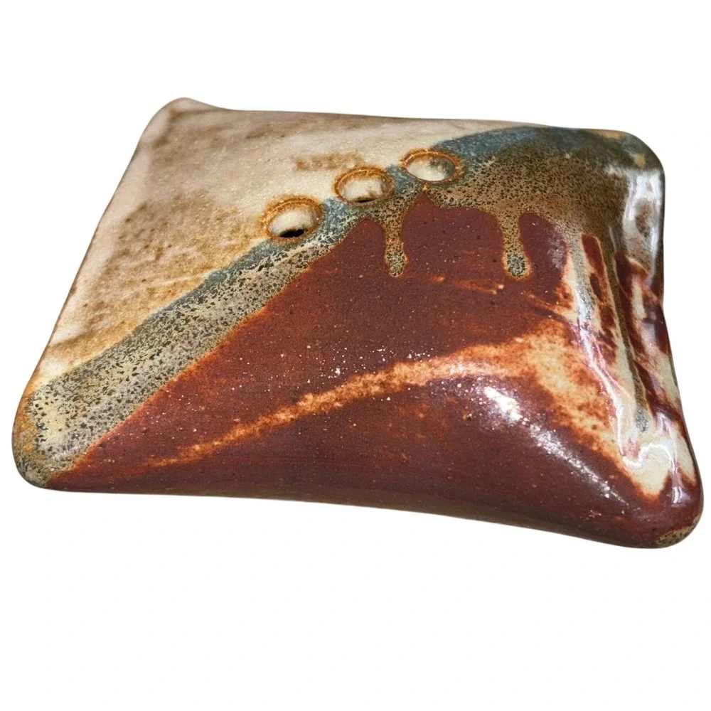 Handmade Ceramic‎ Stoneware Pillow Flower Frog Rustic Earth Tones
